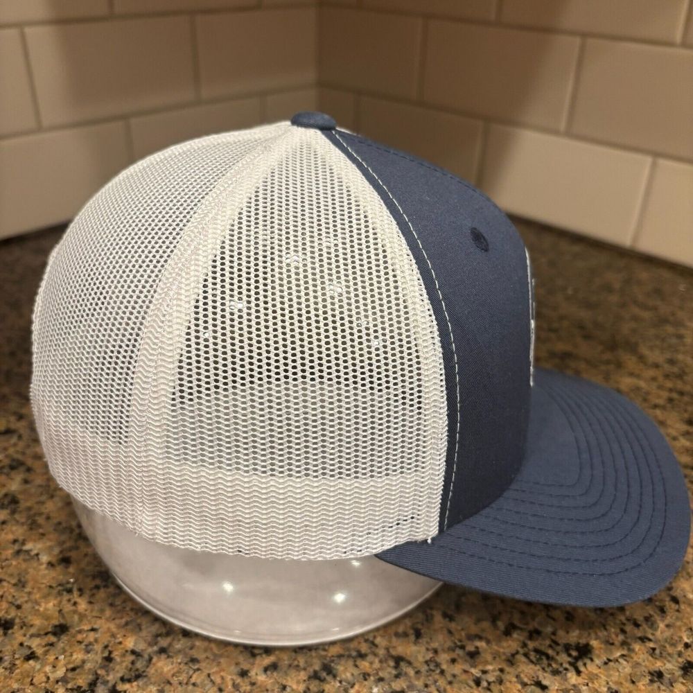 Barber Hustle Trucker Hat Men Blue White 6-Panel Adjustable Snapback Cap - Picture 4 of 5